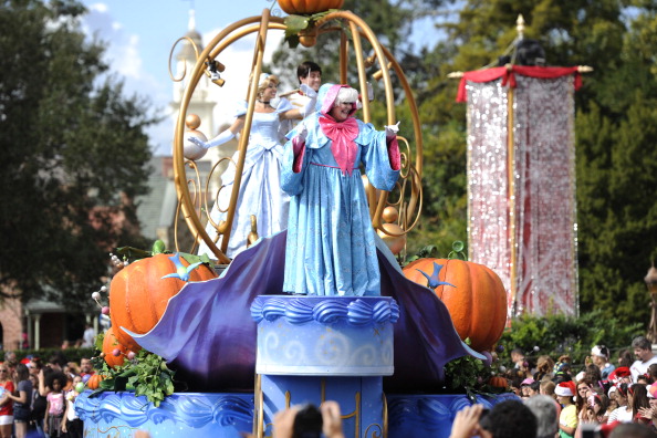 In this handout photo provided by Disney, characters from Disney's classic animated film "Cinderella" wave to the crowd while taping the "Disney Parks Christmas Day Parade"