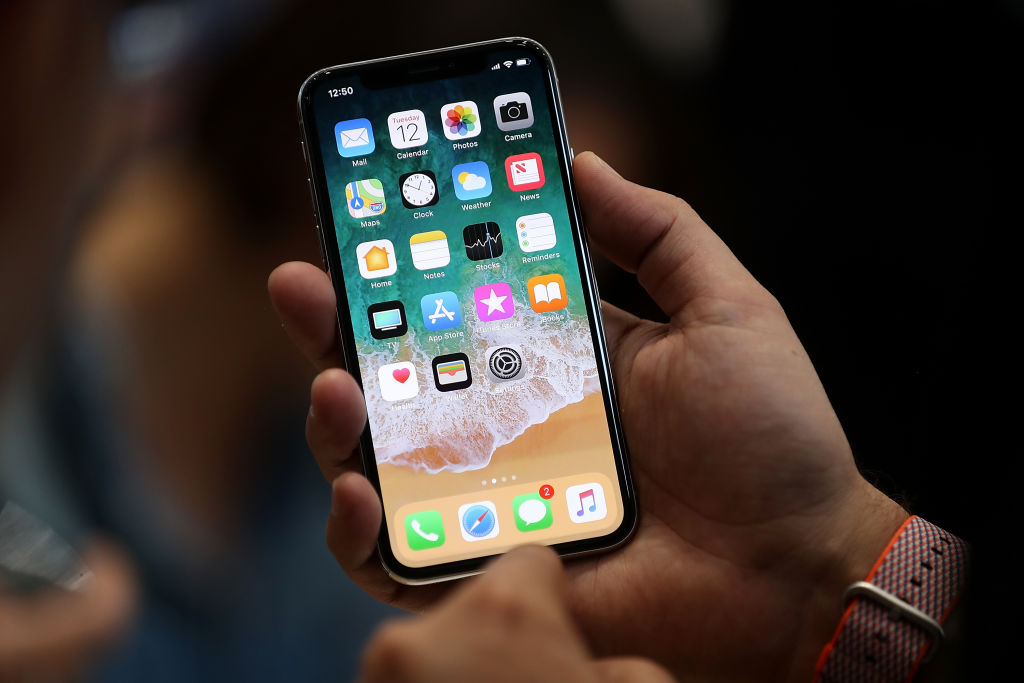 The new iPhone X is displayed during an Apple special event