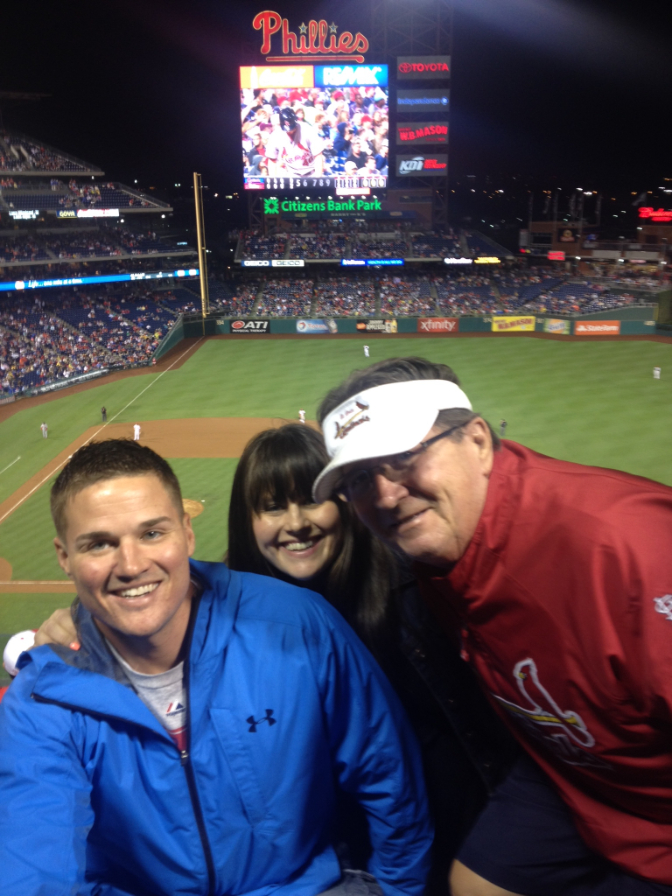 Nicole her dad and her brother at the Phillies Stadium