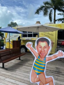 Beaches Resort in Turks & Caicos (Flat Jeff in front of a mac and cheese food truck)