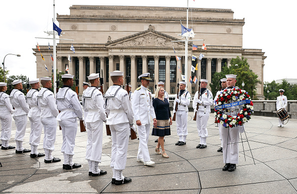 US Navy Holds Wreathlaying Ceremony At Washington, DC Memorial