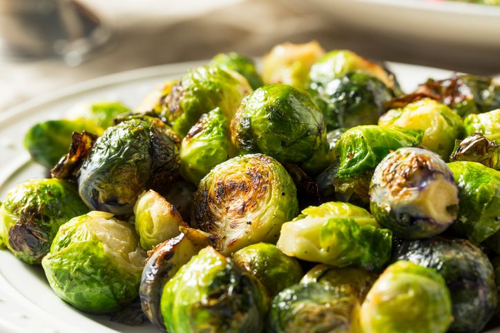 plate of roasted Brussel sprouts